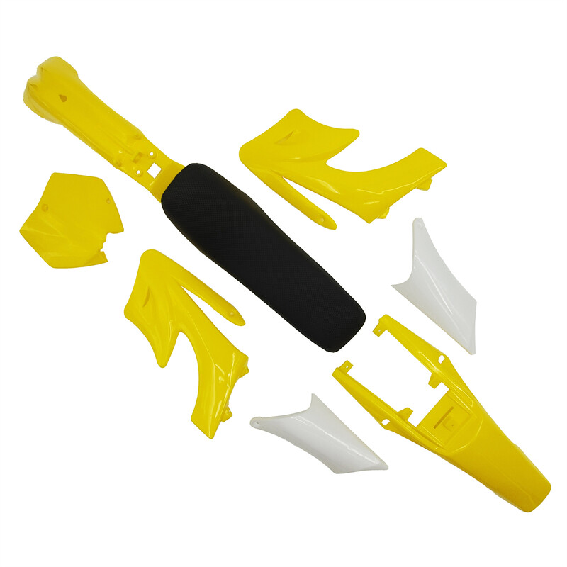 7 spalvų „Apollo“ plastikinių gaubtų kėbulo rinkiniai, priekinis licencijos numeris, sparnas su sėdynės pagalvėle, skirtas 47cc 49cc „Apollo Mini Dirt Bike“