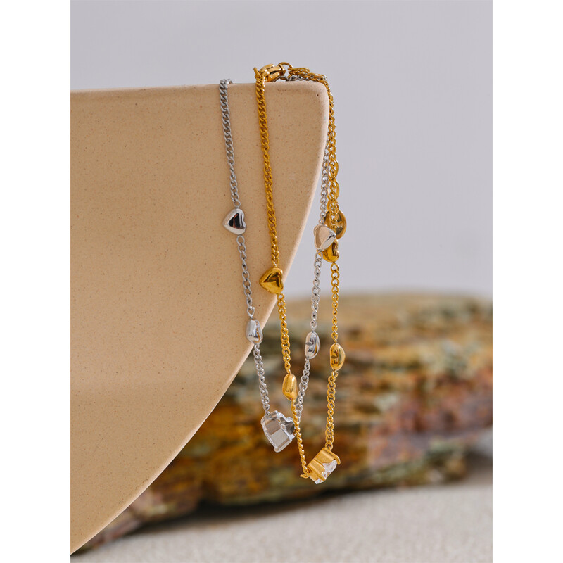 Yhpup atvykimas cirkonio širdis meilės grandinėlė mados apyrankės apyrankės vandeniui atsparios nerūdijančio plieno išskirtiniai kulkšnies pėdų papuošalai 2024 m.