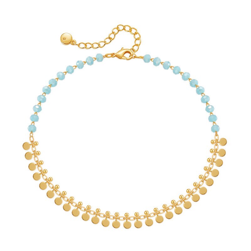 ANENJERY 18 K apzeltīti pušķi, piekariņi sievietēm Boho vasaras rokassprādze, zila akmens krelles, roku darbs rotaslietas vairumtirdzniecība