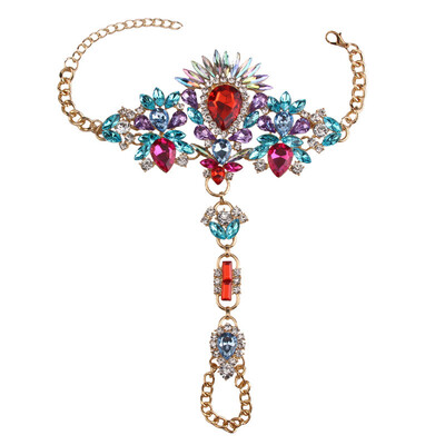 Labākās dāmas pārspīlēta boho stila personības pirksta gredzena potīte ar krāsainiem mākslīgā kristāla piejūras pludmales aksesuāriem