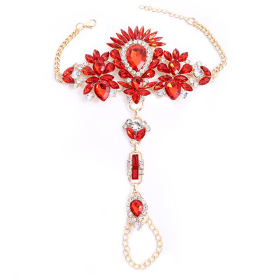 Labākās dāmas pārspīlēta boho stila personības pirksta gredzena potīte ar krāsainiem mākslīgā kristāla piejūras pludmales aksesuāriem