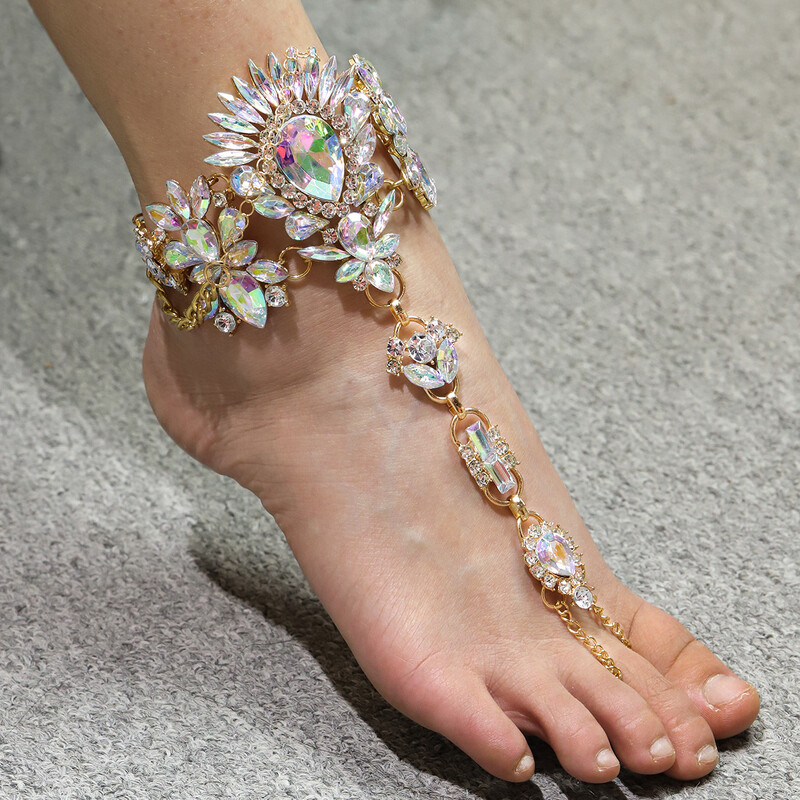 Labākās dāmas pārspīlēta boho stila personības pirksta gredzena potīte ar krāsainiem mākslīgā kristāla piejūras pludmales aksesuāriem