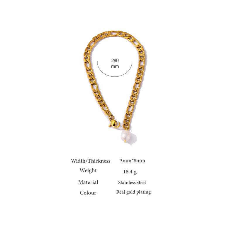 Yhpup Charm Figaro grandinėlė natūralių perlų kulkšnies 316L nerūdijančio plieno sunkiojo metalo smėlio paplūdimio kulkšnys basoms kojoms Dovana