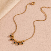 Zaļa tērauda lodīšu pēdu ķēde Waterpoof anklet 316L nerūsējošā tērauda bez aptraipīšanas, 18K apzeltīta rokassprādze uz kājas