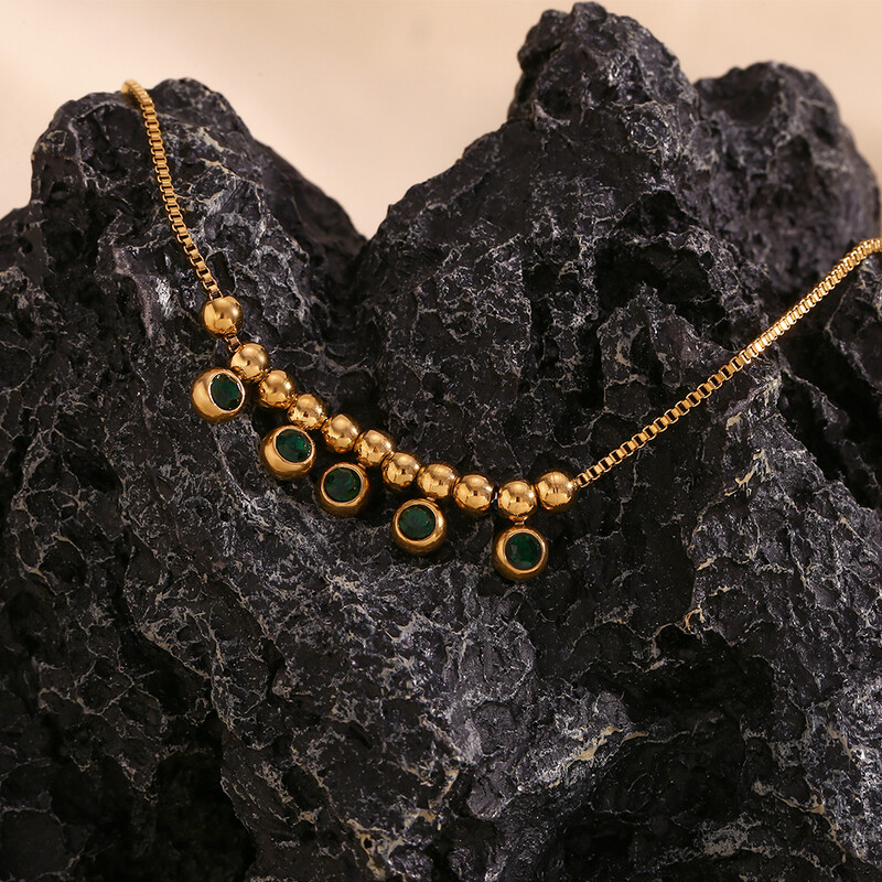 Zaļa tērauda lodīšu pēdu ķēde Waterpoof anklet 316L nerūsējošā tērauda bez aptraipīšanas, 18K apzeltīta rokassprādze uz kājas