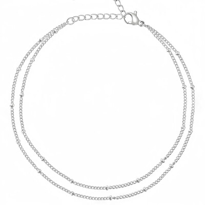 Moteriška nerūdijančio plieno karoliukais papuošta kulkšnies alė 2024 m. nauja mada, laisvalaikio tendencija nišos dizainas seksualus maži karoliukai dvisluoksniai papuošalai dovanos