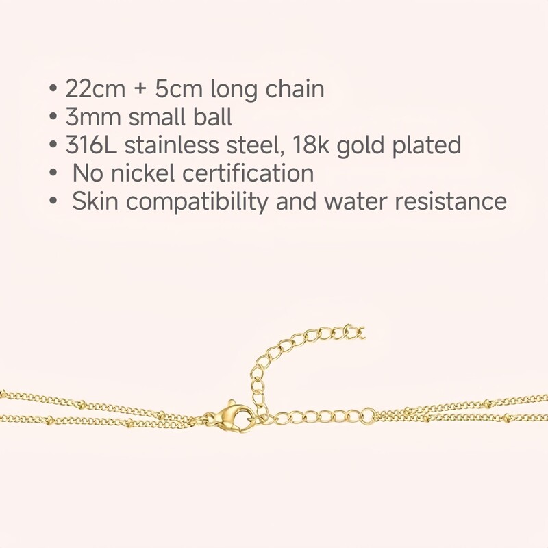 Moteriška nerūdijančio plieno karoliukais papuošta kulkšnies alė 2024 m. nauja mada, laisvalaikio tendencija nišos dizainas seksualus maži karoliukai dvisluoksniai papuošalai dovanos