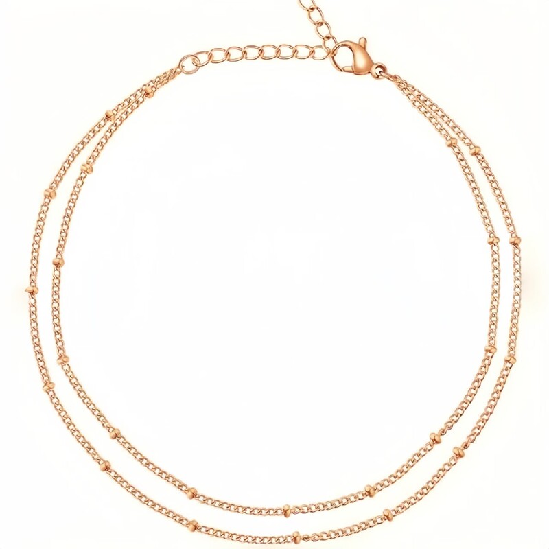 Moteriška nerūdijančio plieno karoliukais papuošta kulkšnies alė 2024 m. nauja mada, laisvalaikio tendencija nišos dizainas seksualus maži karoliukai dvisluoksniai papuošalai dovanos