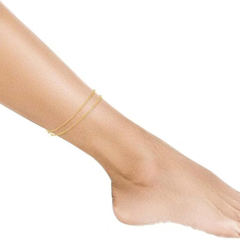 Moteriška nerūdijančio plieno karoliukais papuošta kulkšnies alė 2024 m. nauja mada, laisvalaikio tendencija nišos dizainas seksualus maži karoliukai dvisluoksniai papuošalai dovanos