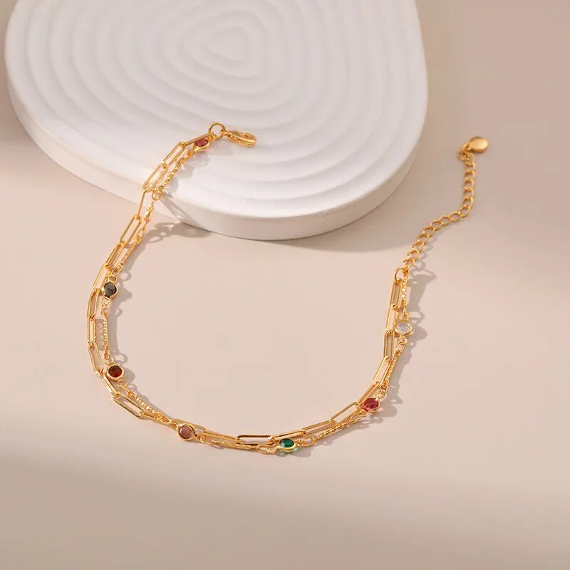 Auksinė daugiasluoksnė paprasta ir graži, daug žmonių renkasi ins stiliaus grandinėlę, madingą OL europietiško stiliaus kulkšnies grandinėlę