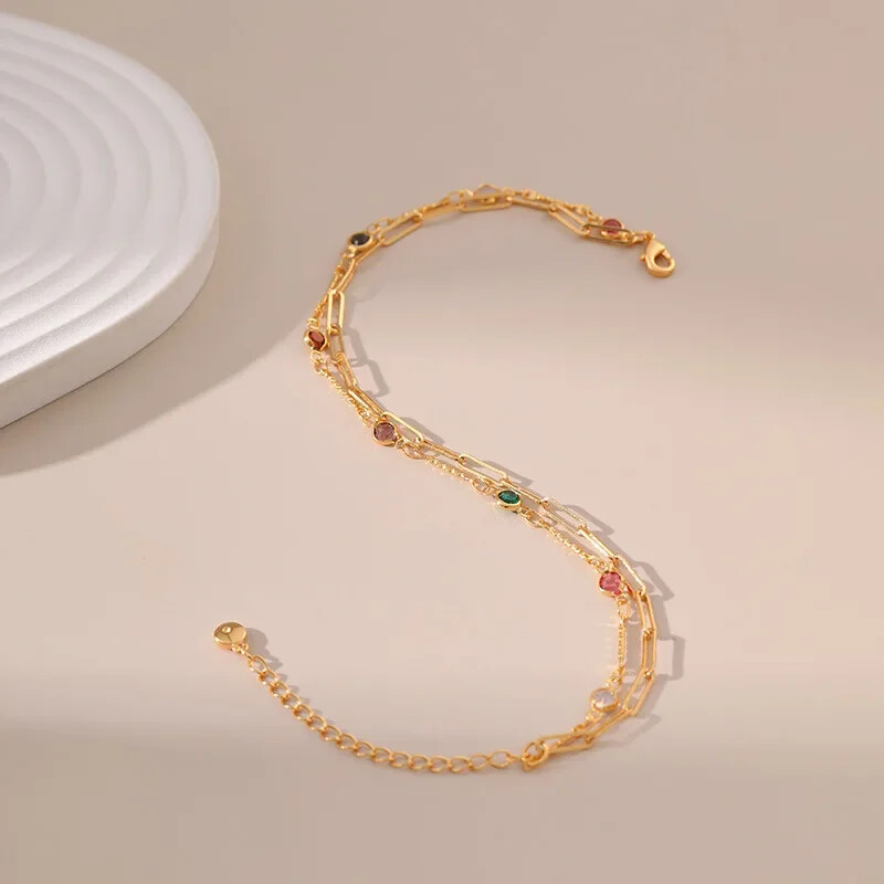 Auksinė daugiasluoksnė paprasta ir graži, daug žmonių renkasi ins stiliaus grandinėlę, madingą OL europietiško stiliaus kulkšnies grandinėlę