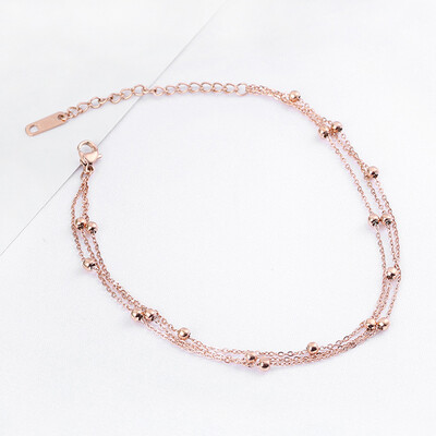 14K paauksuotos nerūdijančio plieno žavingos grandinės apyrankės moterims Dainty Boho karoliukais papuoštos festivalio reguliuojamos auksinės kojos