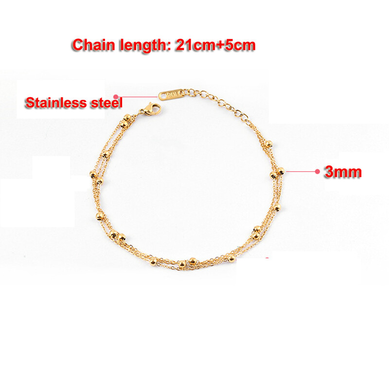 14K paauksuotos nerūdijančio plieno žavingos grandinės apyrankės moterims Dainty Boho karoliukais papuoštos festivalio reguliuojamos auksinės kojos