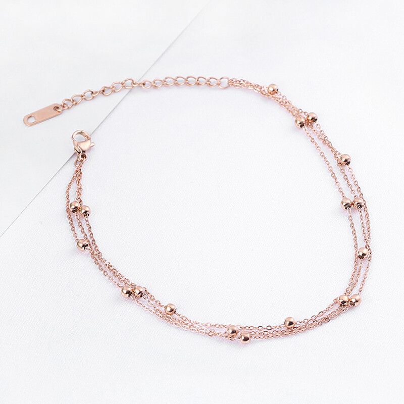 14K paauksuotos nerūdijančio plieno žavingos grandinės apyrankės moterims Dainty Boho karoliukais papuoštos festivalio reguliuojamos auksinės kojos