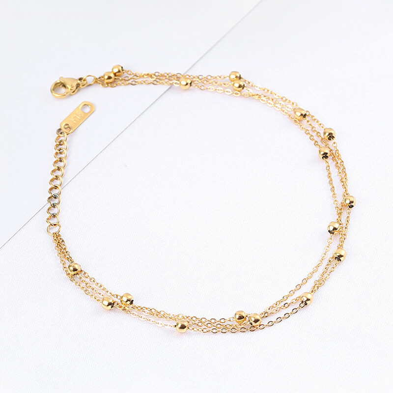 14K paauksuotos nerūdijančio plieno žavingos grandinės apyrankės moterims Dainty Boho karoliukais papuoštos festivalio reguliuojamos auksinės kojos