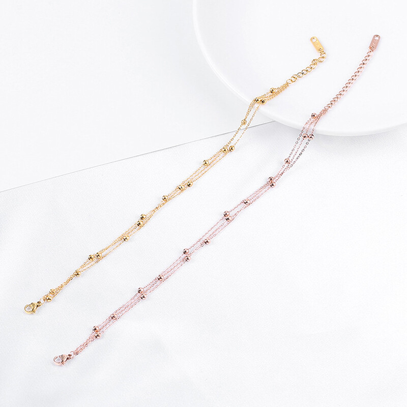 14K paauksuotos nerūdijančio plieno žavingos grandinės apyrankės moterims Dainty Boho karoliukais papuoštos festivalio reguliuojamos auksinės kojos