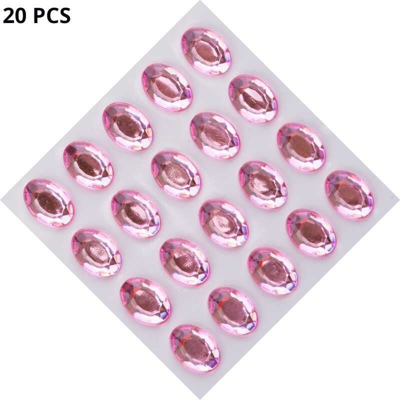 „Amazon Cross Border“ 10 * 14 mm 20 spalvų ovalūs vienkartiniai lipnūs akriliniai rankų darbo deimantiniai lipdukai „pasidaryk pats“