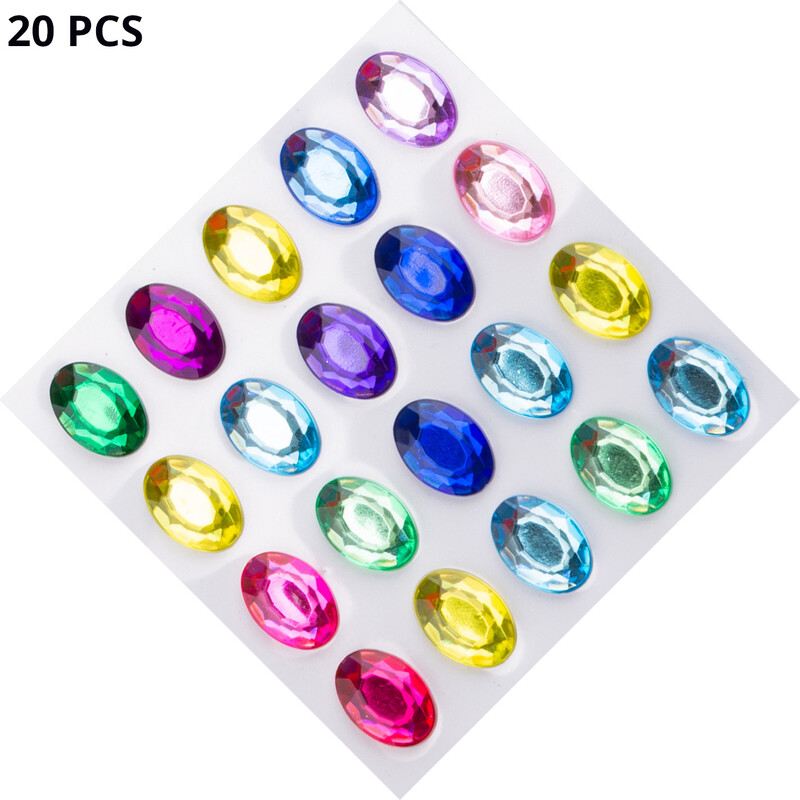 „Amazon Cross Border“ 10 * 14 mm 20 spalvų ovalūs vienkartiniai lipnūs akriliniai rankų darbo deimantiniai lipdukai „pasidaryk pats“