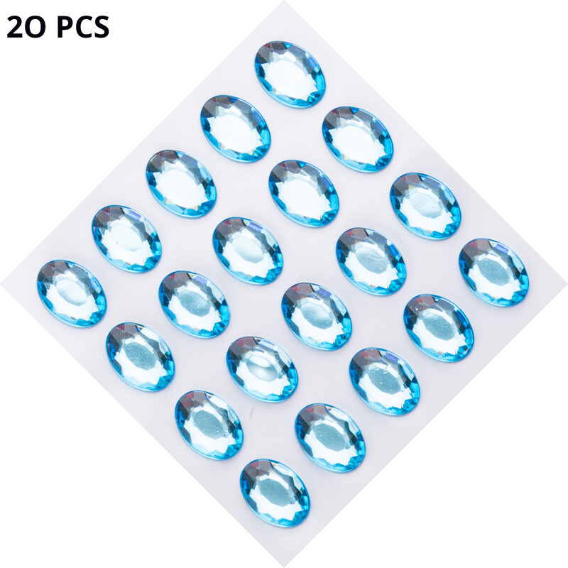 „Amazon Cross Border“ 10 * 14 mm 20 spalvų ovalūs vienkartiniai lipnūs akriliniai rankų darbo deimantiniai lipdukai „pasidaryk pats“
