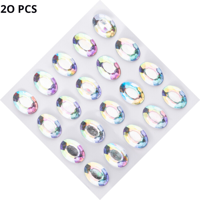 „Amazon Cross Border“ 10 * 14 mm 20 spalvų ovalūs vienkartiniai lipnūs akriliniai rankų darbo deimantiniai lipdukai „pasidaryk pats“