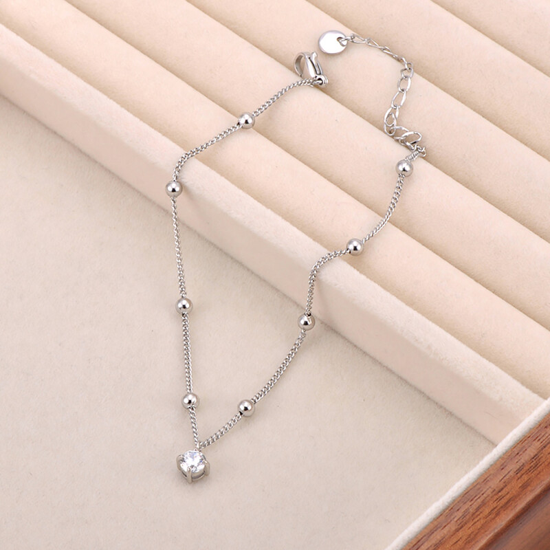 JeeMango nerūdijančio plieno paauksuotas stilingas kulkšnis moterims išskirtinis kubinio cirkonio grandinės vandeniui atsparus vasaros papuošalas JA24013