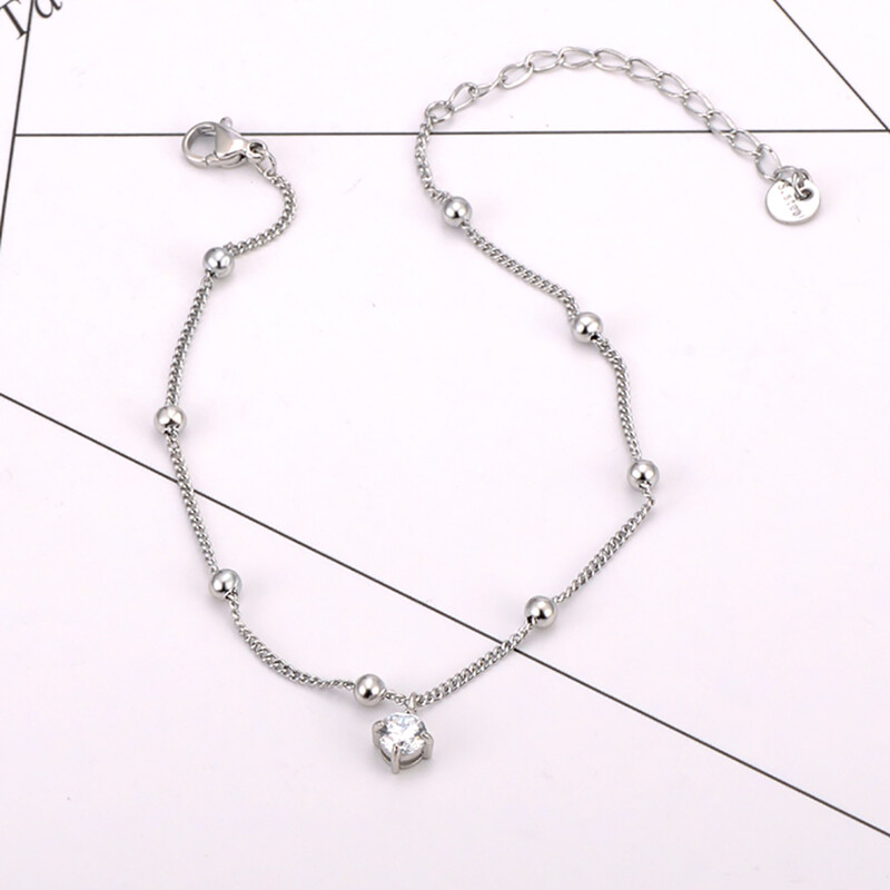 JeeMango nerūdijančio plieno paauksuotas stilingas kulkšnis moterims išskirtinis kubinio cirkonio grandinės vandeniui atsparus vasaros papuošalas JA24013