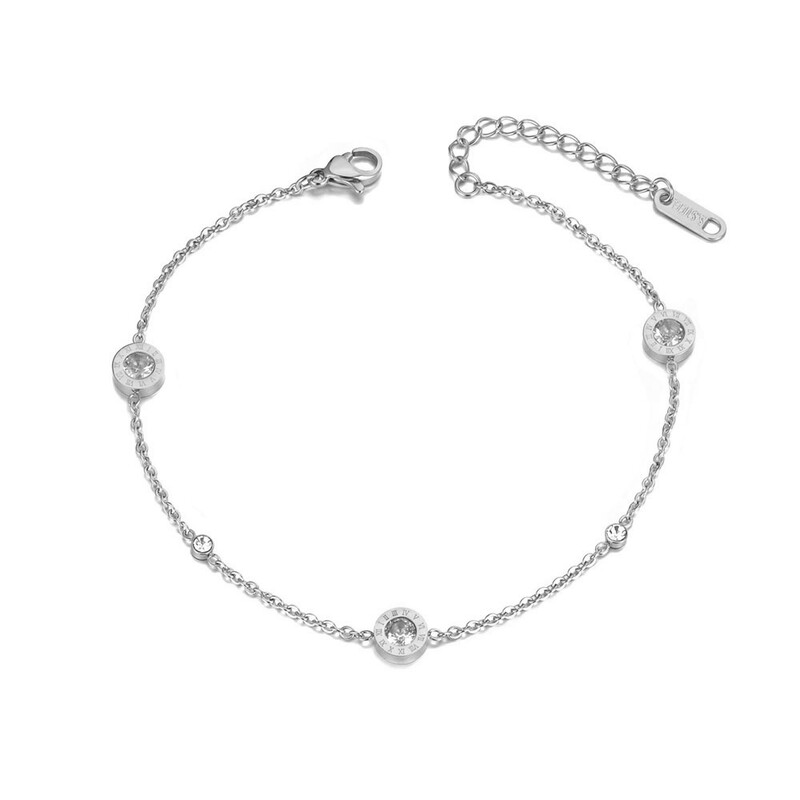 Trendovske ljubavne narukvice od ružičastog zlata s rimskim brojevima za žene Ženski narukvice od titanijskog čelika s karikama za noge Ženski nakit YA19022