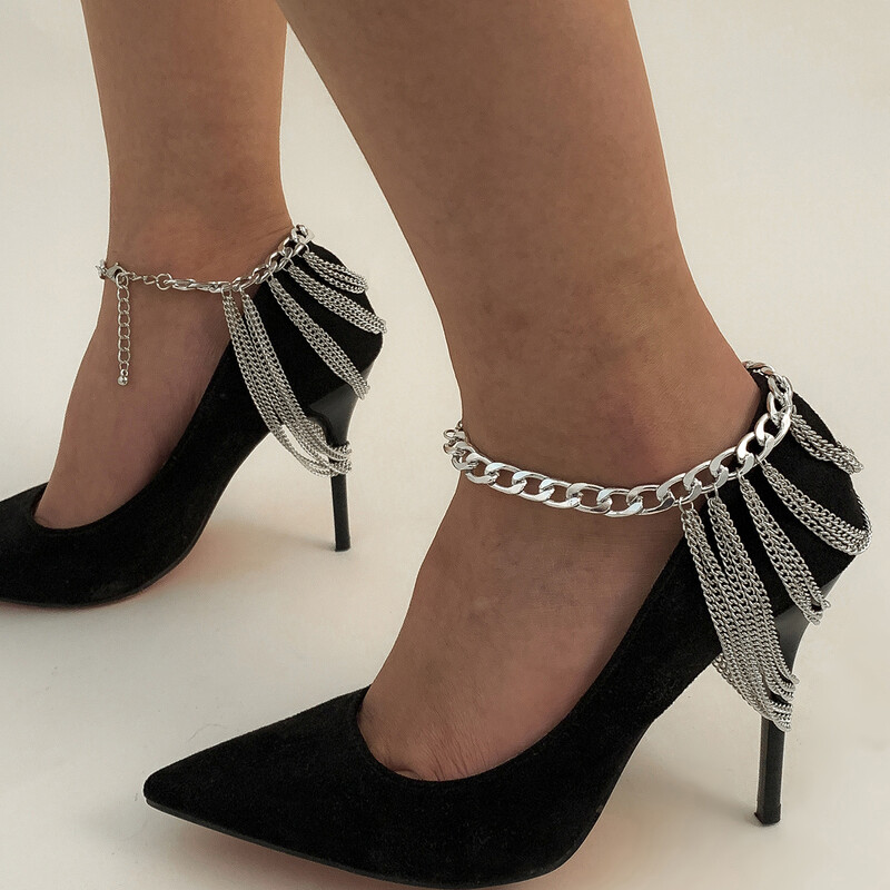 Seksi, elegantni višeslojni dugi lanci s resicama za žene Izvrsne zlatne cipele na visoku petu Lanci za noge Nakit za vjenčanje