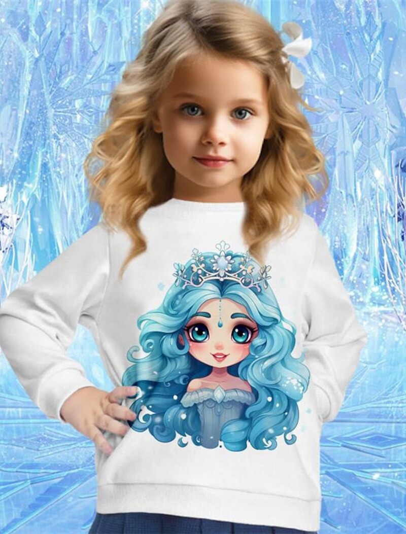 Tarpvalstybinės užsienio prekybos vaikiškas 3D spausdintas animacinis filmas mielas katinas su apvaliu kaklu ilgomis rankovėmis princesės stiliaus rudens ir žiemos megztinis mergaitėms