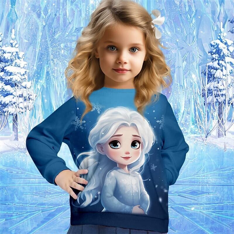 Tarpvalstybinės užsienio prekybos vaikiškas 3D spausdintas animacinis filmas mielas katinas su apvaliu kaklu ilgomis rankovėmis princesės stiliaus rudens ir žiemos megztinis mergaitėms