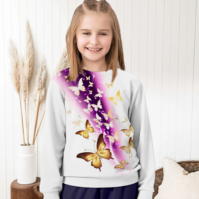 Tarpvalstybinės užsienio prekybos vaikiškas 3D spausdintas animacinis filmas mielas katinas su apvaliu kaklu ilgomis rankovėmis princesės stiliaus rudens ir žiemos megztinis mergaitėms