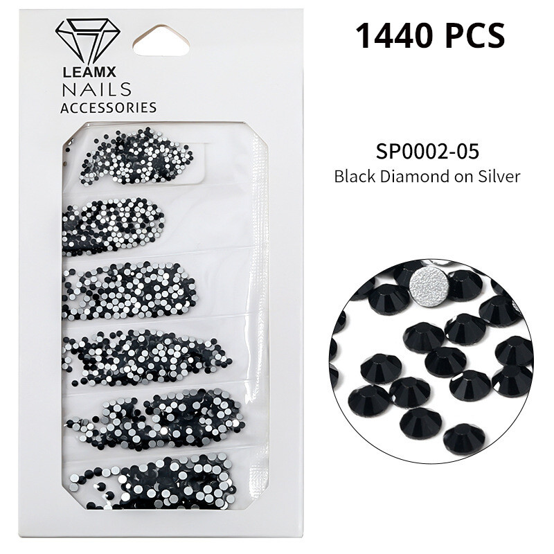 6 iepakojumi manikīra maisiņā jauktas dimanta rotaslietas ar plakanu apakšu, mazas, apaļas krāsainas minerālzelts sudraba baltas AB apaļas dimanta nagu uzlīmes