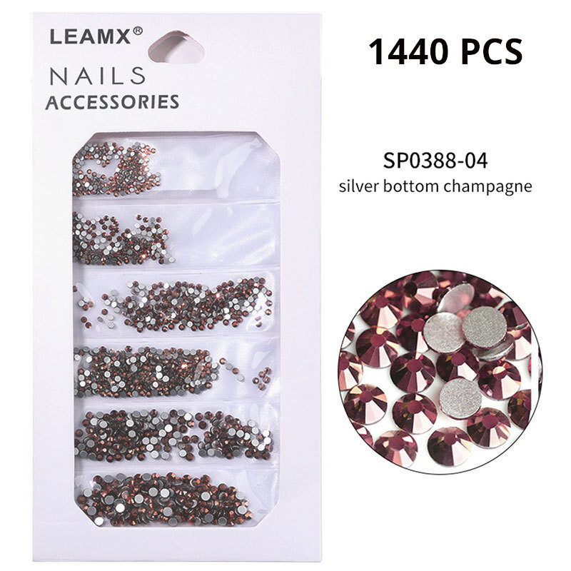 6 iepakojumi manikīra maisiņā jauktas dimanta rotaslietas ar plakanu apakšu, mazas, apaļas krāsainas minerālzelts sudraba baltas AB apaļas dimanta nagu uzlīmes