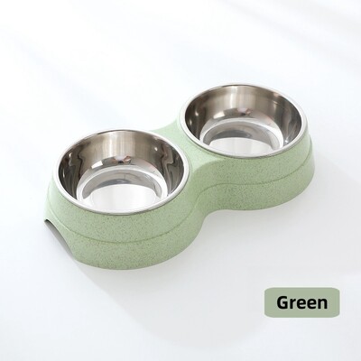 Lolojumdzīvnieku dubultbļodas Suņu barība Ūdens padevējs nerūsējošā tērauda mājdzīvnieku dzeramo trauku padevējs Kaķu kucēnu barošanas piederumi Mazo suņu piederumi