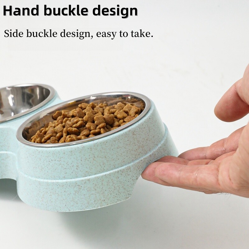 Lolojumdzīvnieku dubultbļodas Suņu barība Ūdens padevējs nerūsējošā tērauda mājdzīvnieku dzeramo trauku padevējs Kaķu kucēnu barošanas piederumi Mazo suņu piederumi