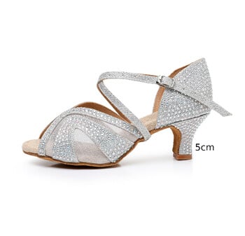 New Fashion High-end Diamond Encrusted Mid Heels Μαλακή σόλα Latin Dance Παπούτσια για Γυναικεία Επαγγελματικά παπούτσια για ενήλικες όλες τις εποχές