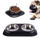 Protuklizna jednostruka dvostruka zdjelica za pse s ABS podlogom Izdržljiva hranilica za vodu od nehrđajućeg čelika Hranilica za hranu za kućne ljubimce Zdjelice za piće za pse Mačke