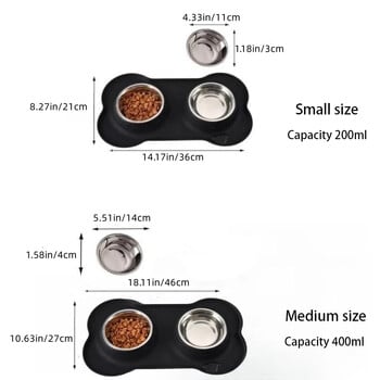 Καυτή πώληση σιλικόνης, αντιολισθητική διπλή στρώση μπολ σκυλιών κατοικίδιων ζώων, ανθεκτικό ανοξείδωτο ατσάλι, τροφοδοσία νερού, τροφοδοσία και μπολ ποτού