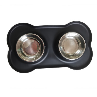 Karštai parduodamas silikoninis neslystantis dvisluoksnis naminio šuns dubuo patvarus nerūdijančio plieno vandens lesyklėlė naminių gyvūnėlių šėrimo ir gėrimo dubuo