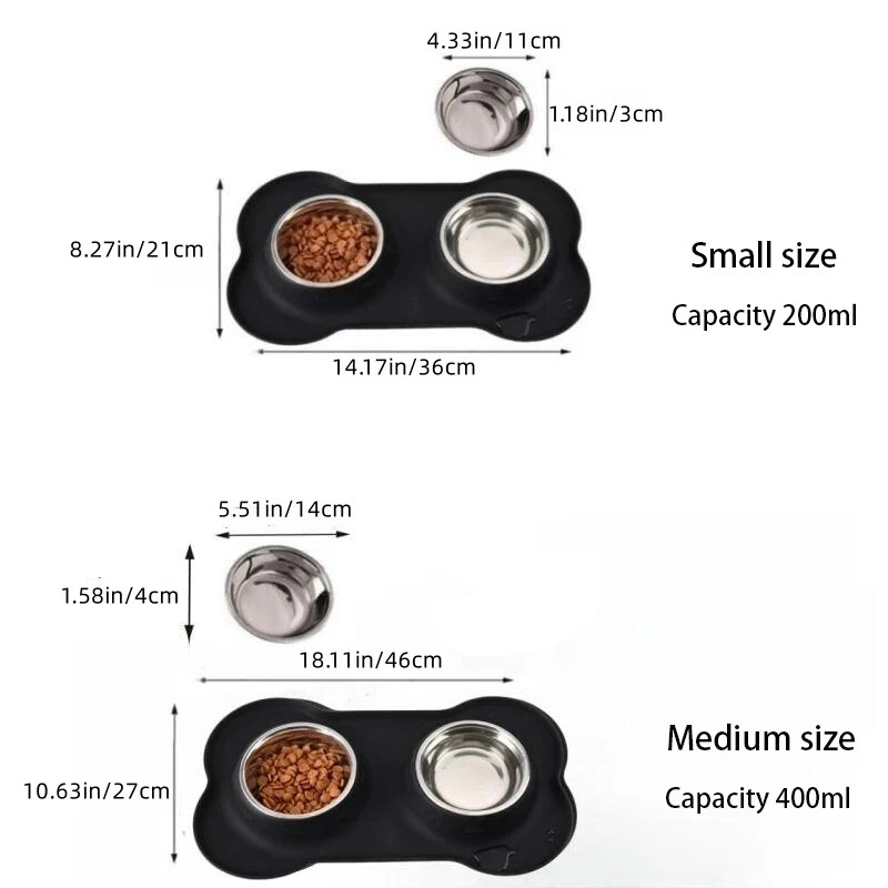 Karštai parduodamas silikoninis neslystantis dvisluoksnis naminio šuns dubuo patvarus nerūdijančio plieno vandens lesyklėlė naminių gyvūnėlių šėrimo ir gėrimo dubuo