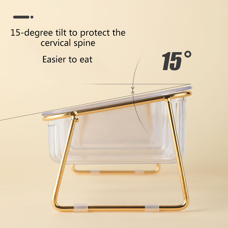 Mājdzīvnieku bļoda Caurspīdīga kaķa bļoda ar augstu kājām Dzeramais ūdens Kaķu barības baseins Suņu mājdzīvniekam ir viegli tīrīt dubultbļodu