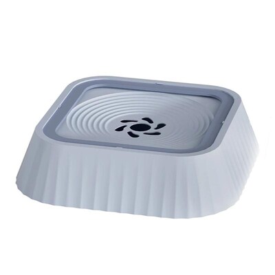 Naminių gyvūnėlių vandens fontanas su plaukiojančiomis lėkštėmis – neišsiliejantis šunų vandens dubuo, švarus gėrimas, lėtas tiektuvas ir apsauga nuo purslų naminiams gyvūnėliams.