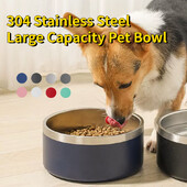 64 uncijų nerūdijančio plieno apvalus dubuo šuniui, dvigubas vakuuminis šėrimas didelės talpos šunų maisto dubuo vandens butelis šunų reikmenys naminiams gyvūnėliams