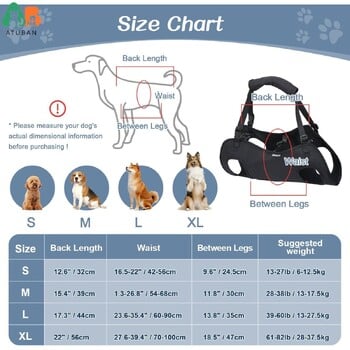 Колан за повдигане на кучета Регулируема опора за цялото тяло Прашка за кучета Дишащи презрамки за подпомагане на мобилността Крака на куче Повдигач за рехабилитация на бедрата