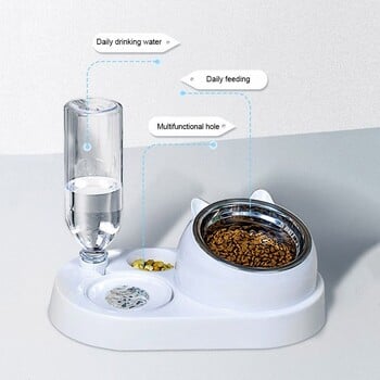 Δοχείο φαγητού με Waterer Pet Waterer Feeder 2-σε-1 Cat Bowl Διανομέας νερού Αυτόματη αποθήκευση νερού Pet Dog Food Bowl