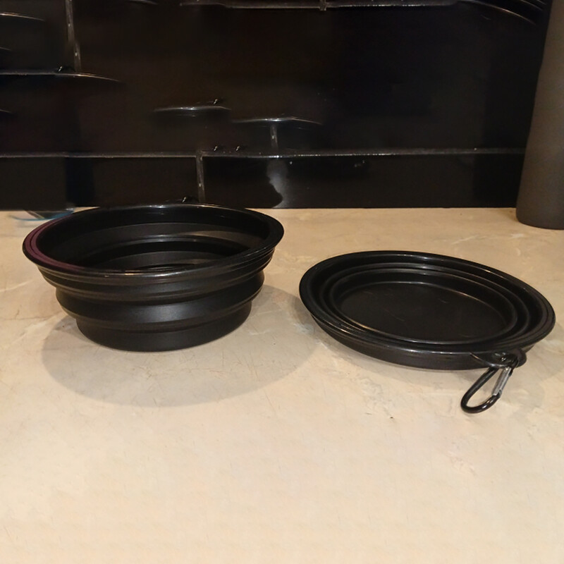 Sulankstomas naminiams gyvūnėliams silikoninis šunų maistas vandens dubuo lauko kempingas Kelionės Nešiojami sulankstomi reikmenų indai su karabinu