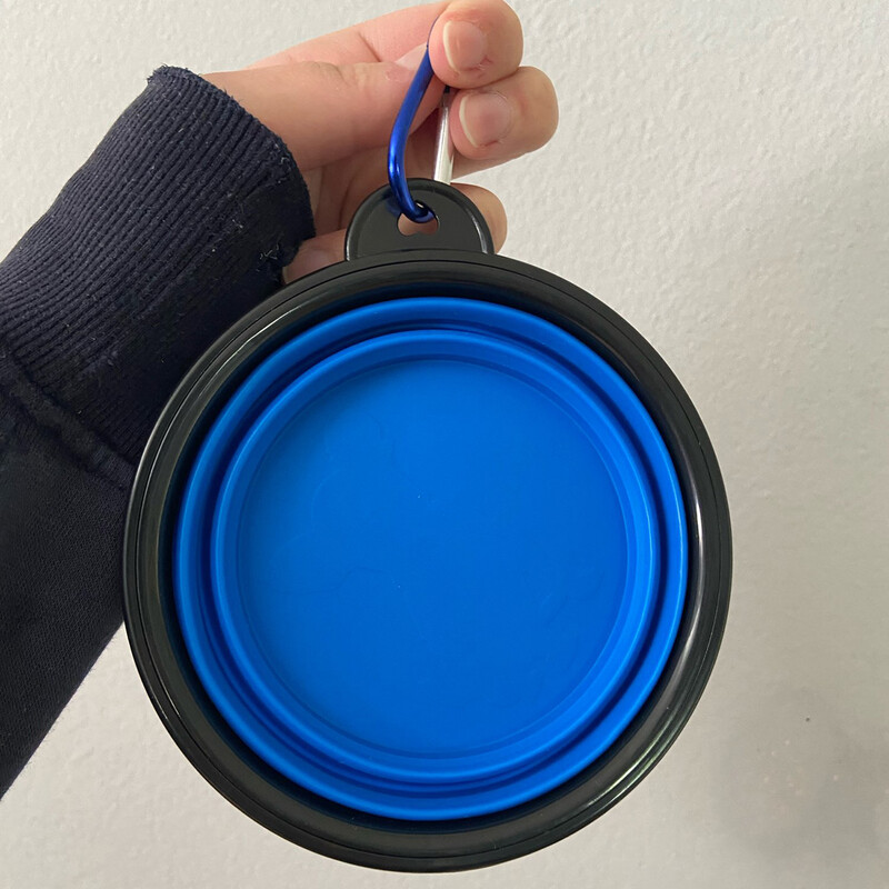 Sulankstomas naminiams gyvūnėliams silikoninis šunų maistas vandens dubuo lauko kempingas Kelionės Nešiojami sulankstomi reikmenų indai su karabinu