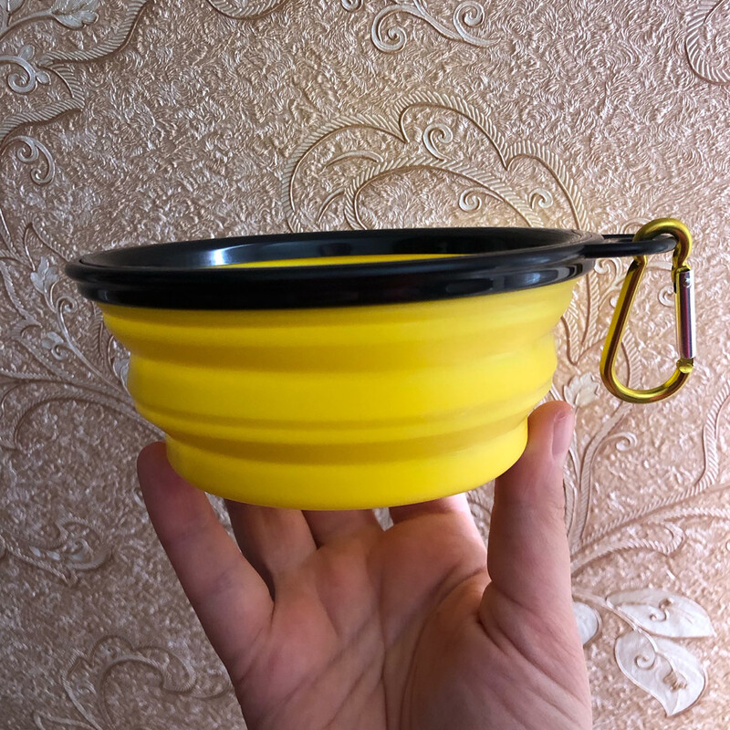 Sulankstomas naminiams gyvūnėliams silikoninis šunų maistas vandens dubuo lauko kempingas Kelionės Nešiojami sulankstomi reikmenų indai su karabinu