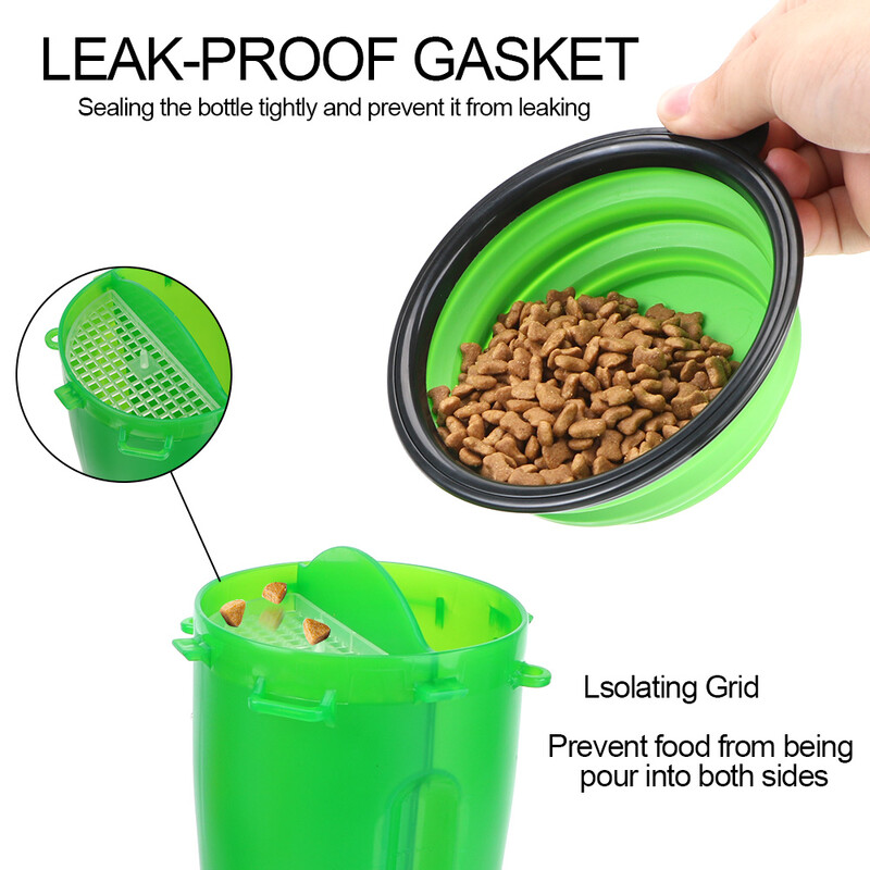 Šunų kačių vandens butelis Nešiojami sulankstomi geriamieji dubenys naminių gyvūnėlių vandens dozatorius lauke 2 viename sulankstomas butelis naminių gyvūnėlių tiektuvas