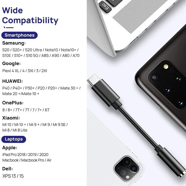Cablu audio digital tip c la 3,5 mm Cablu adaptor Typec potrivit pentru Android la Huawei Ascultați muzică la cumpărături